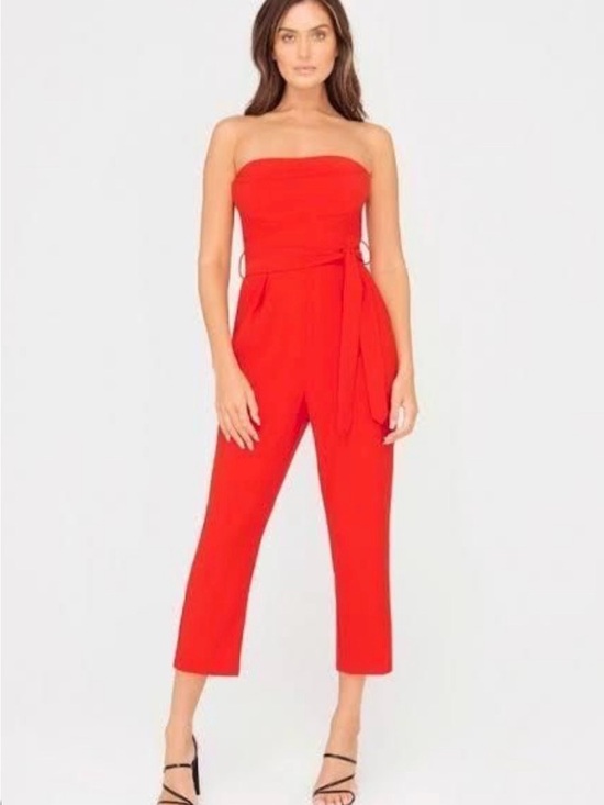 Sheike Pants - Sheike Strapless Red Jumpsuit